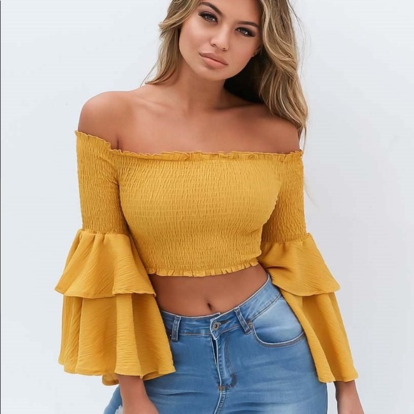 'Natalia' Strapless Smocked Long Sleeve - Picture 6 of 8